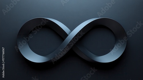 3D rendered dark blue infinity symbol on dark background. photo