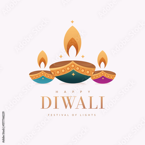 Diwali, festival of Lights, Diwali design elements with Happy Diwali typography