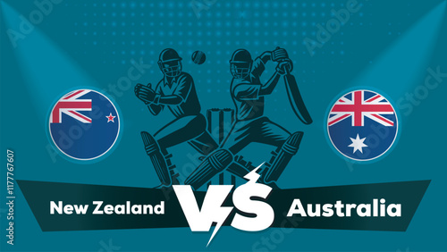 New Zealand VS Australia Match , Australia Vs New Zealand cricket match , Cricket match concept with creative illustration.eps