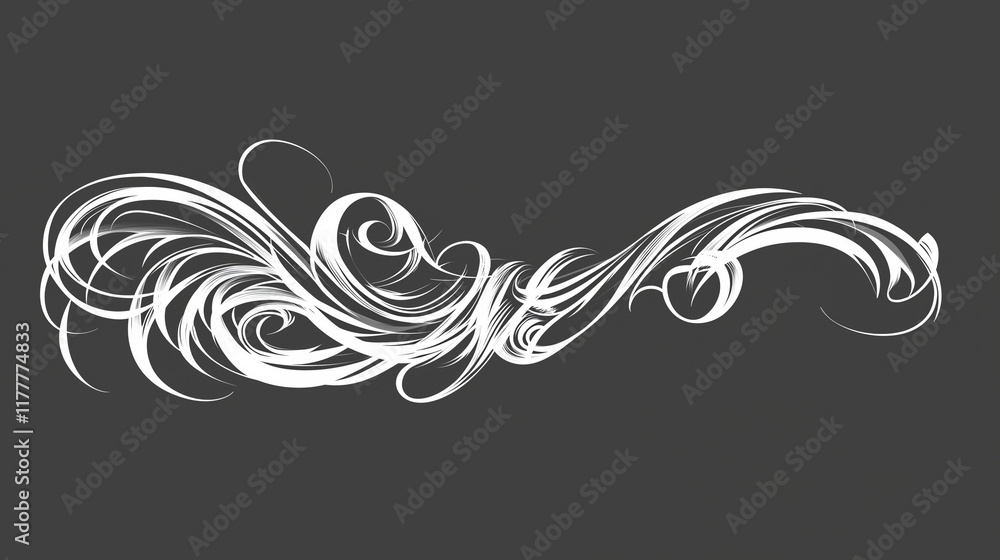 Fototapeta premium Elegant white swirling pattern on dark background