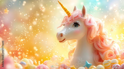 An Adorable Pastel Unicorn in a Decora Kei Style Bursting with Colors and Joy photo