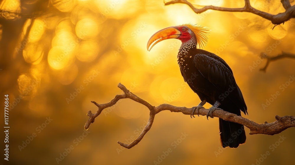 Obraz premium Golden Hour Rufus-Crested Hornbill