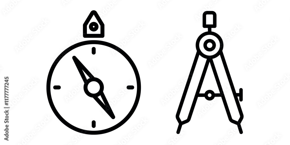 compass outline or line icon design bundle. compass outline or line icon design bundle.