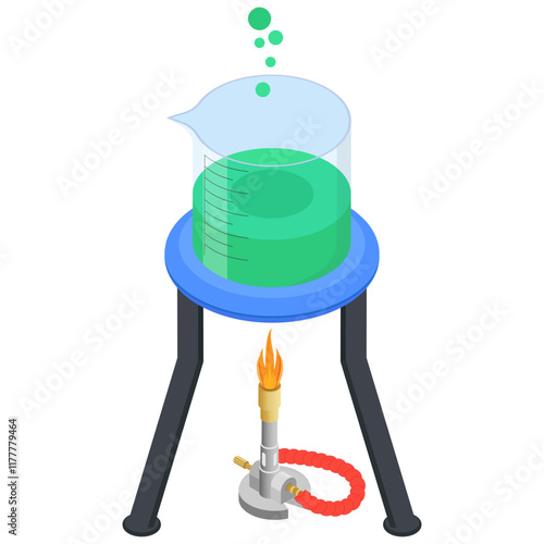 Chemistry Lab Setup with Beaker and Bunsen Burner