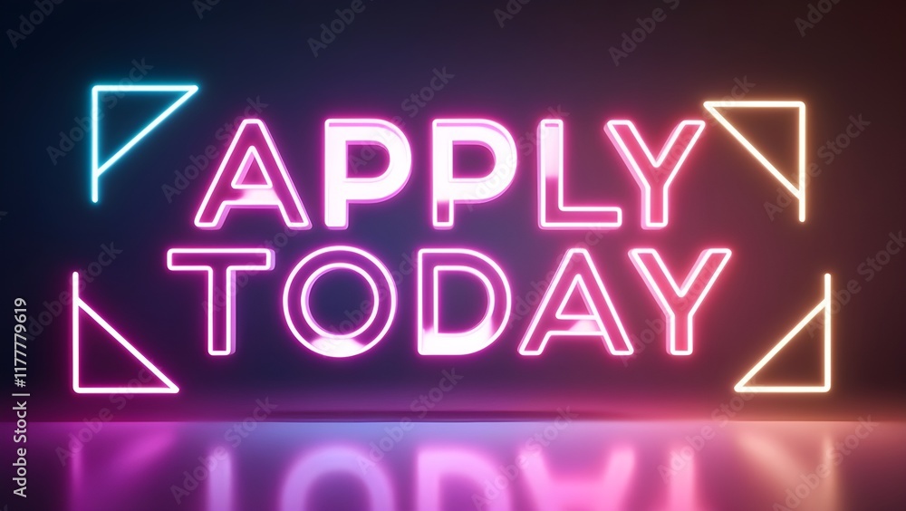 Futuristic Apply Today Text with Neon Shapes Futuristic Apply Today Text with Neon Shapes
