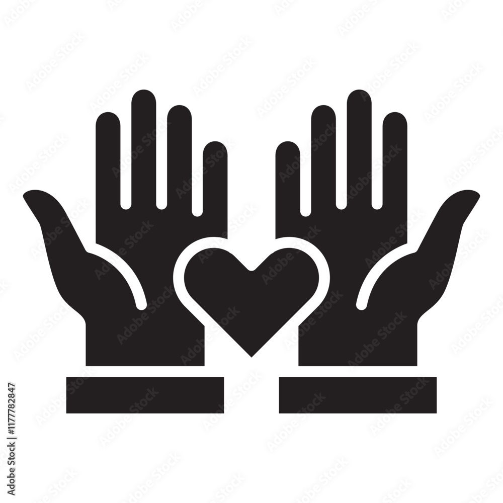 Donation and charity flat solid icon. Icon for symbol of philanthropy, help, giving, humanity. Donation and charity flat solid icon. Icon for symbol of philanthropy, help, giving, humanity.