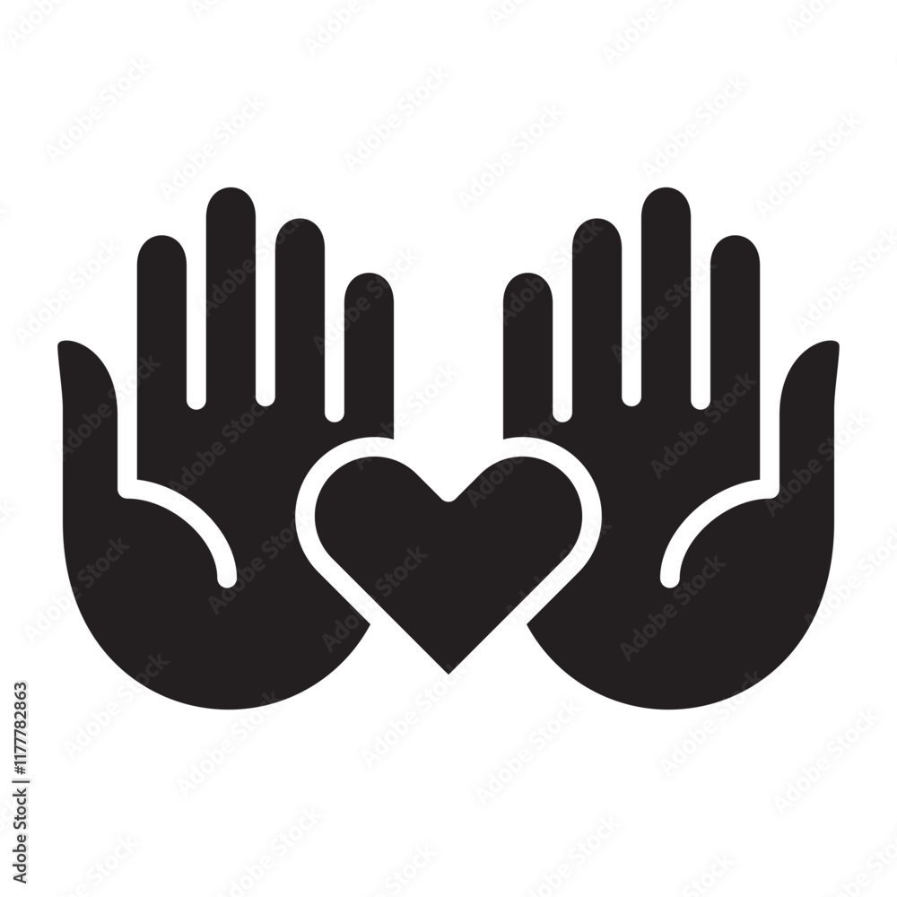 Obraz premium Donation and charity flat solid icon. Icon for symbol of philanthropy, help, giving, humanity.