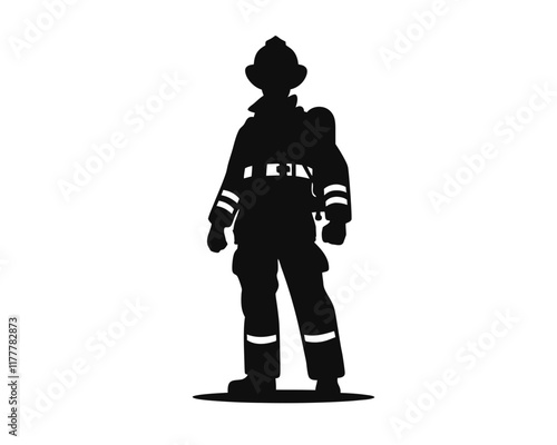 Firefighter silhouette. Clipart image isolated on white background 