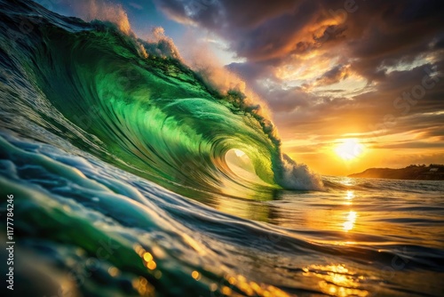 Subtle green-beige wave pattern, low-light photography style, offers ample space for text overlay.