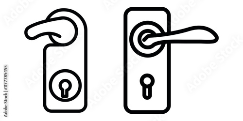 doorknob outline or line icon design bundle.