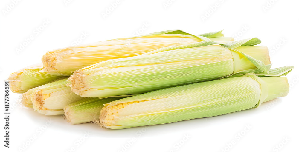 Pile of yellow sweet corn isolated on a white background Pile of yellow sweet corn isolated on a white background