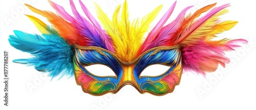 Wallpaper Mural Vibrant Carnival Mask with Colorful Feathers, Festive Celebration Accessory Torontodigital.ca