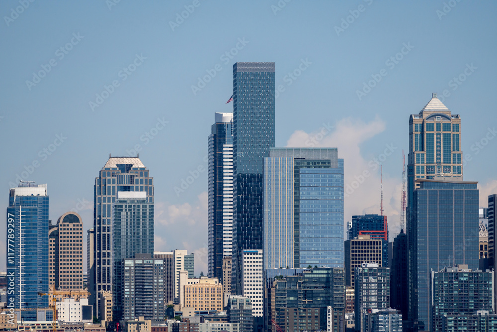Seattle Downtown Skyline With Modern Skyscrapers Seattle Downtown Skyline With Modern Skyscrapers