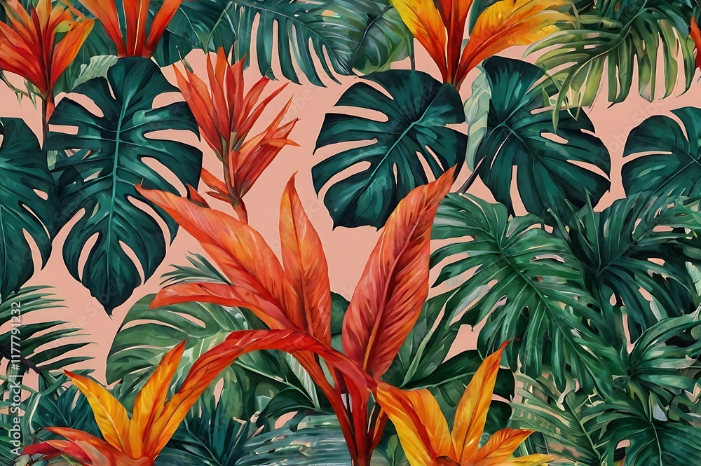 Fototapeta premium palm leaves background
