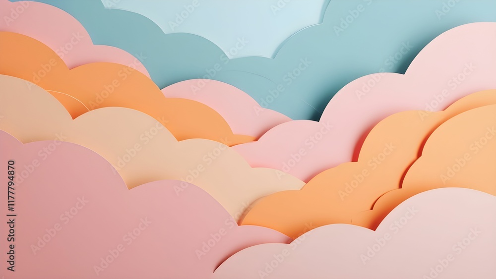 A modern paper cut-out style background with layered pastel shapes creating depth and dimension. A modern paper cut-out style background with layered pastel shapes creating depth and dimension.
