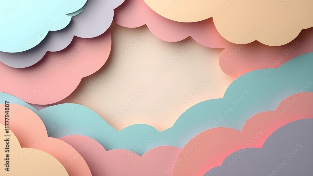 A modern paper cut-out style background with layered pastel shapes creating depth and dimension. A modern paper cut-out style background with layered pastel shapes creating depth and dimension.