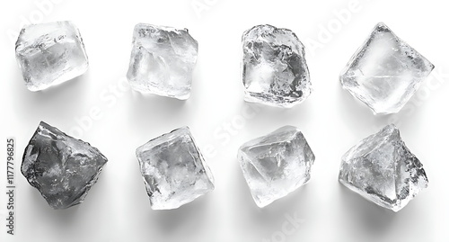 Set of ice cubes isolated on a white background