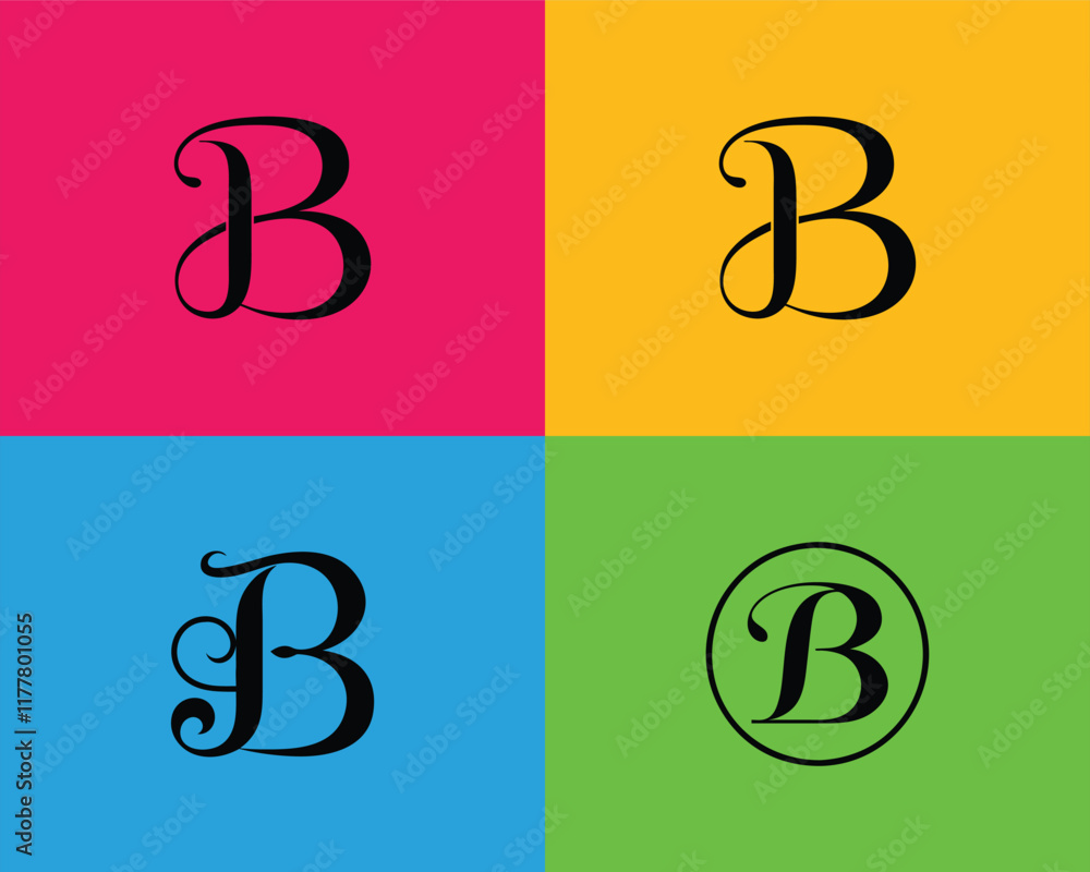 Obraz premium Colorful B Monogram Logo Design Pack. Stylized Letter B Designs on Vibrant Multicolor Background.
