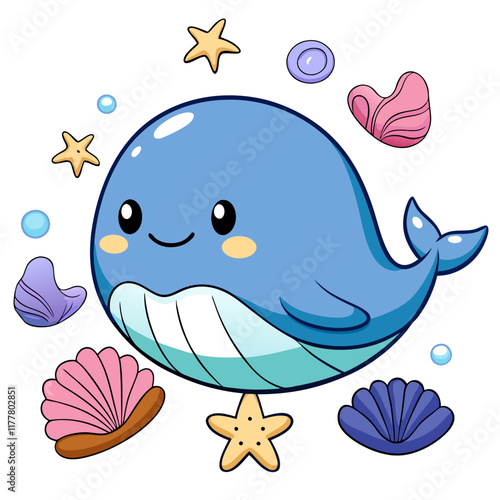 set of funny cartoon fishes