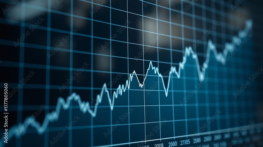 Abstract Financial Data Visualization with a Rising Trend Line on a Grid Background Abstract Financial Data Visualization with a Rising Trend Line on a Grid Background
