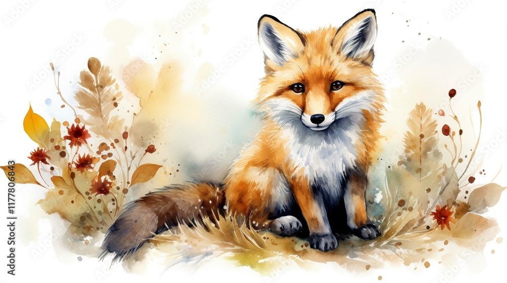 Obraz premium A photo of a whimsical animal watercolor painting