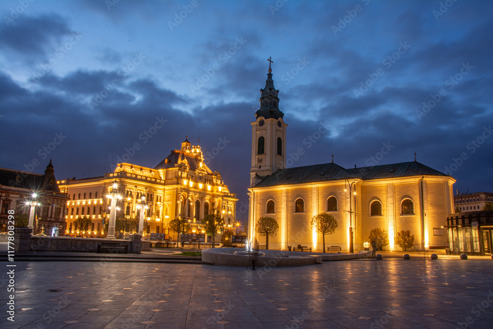 Fototapeta premium Oradea, Romania - 04.25.2022:Oradea medieval downtown in Transylvania Romania