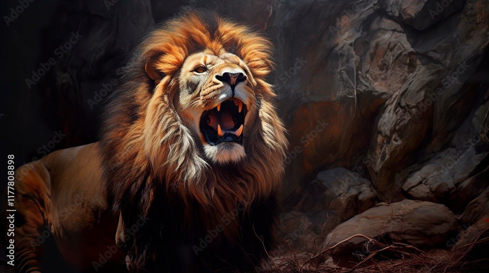 Naklejka premium A photo of a wildlife oil painting featuring