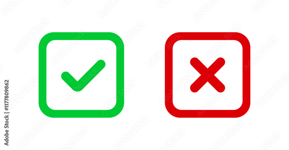 tick and cross button icon vector shape graphics checkbox symbol tick and cross button icon vector shape graphics checkbox symbol