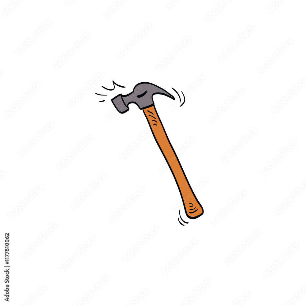 Claw hammer drawing in cartoon comic style. Building tool. Vector illustration art. Claw hammer drawing in cartoon comic style. Building tool. Vector illustration art.