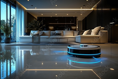 Smart Robotic Vacuum Cleaning Modern Living Room