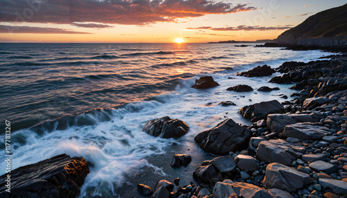 Wallpaper Mural Coucher de soleil sur la côte rocheuse Torontodigital.ca