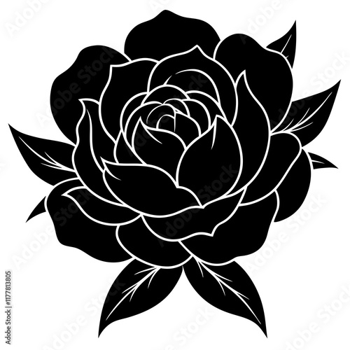 peony  silhouette vector illustrator