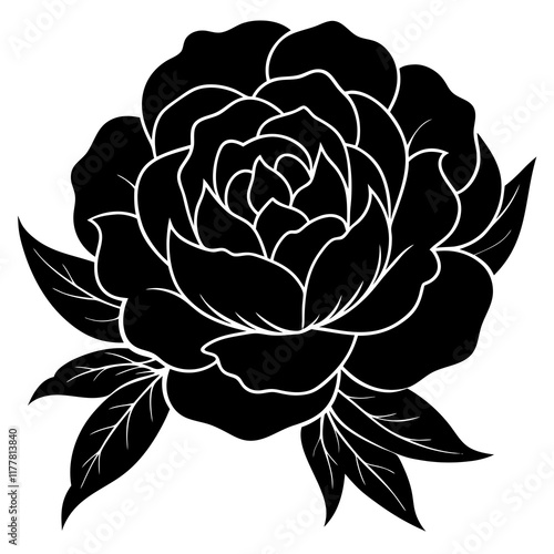 peony  silhouette vector illustrator