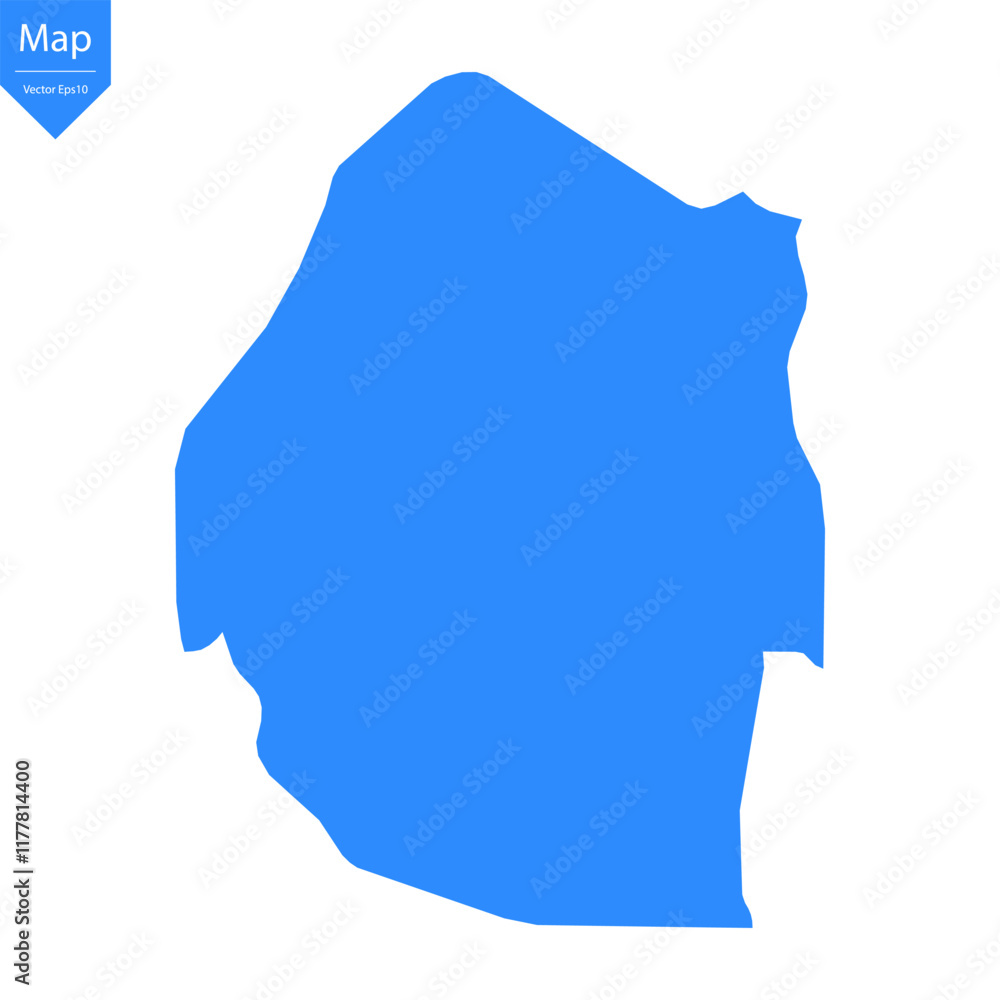 Blue map of Eswatini isolated on white background. Vector illustration eps10.
Blue map of Eswatini isolated on white background. Vector illustration eps10.