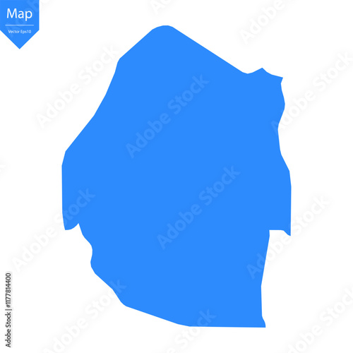 Blue map of Eswatini isolated on white background. Vector illustration eps10.	
