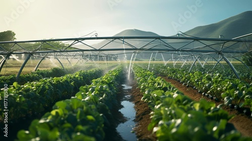 A photo of an irrigation system in an organic