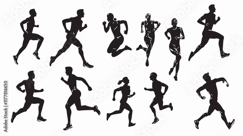 Wallpaper Mural Dynamic Running Athletes and Silhouettes in Vector Illustration for Sports Events Promotion Torontodigital.ca
