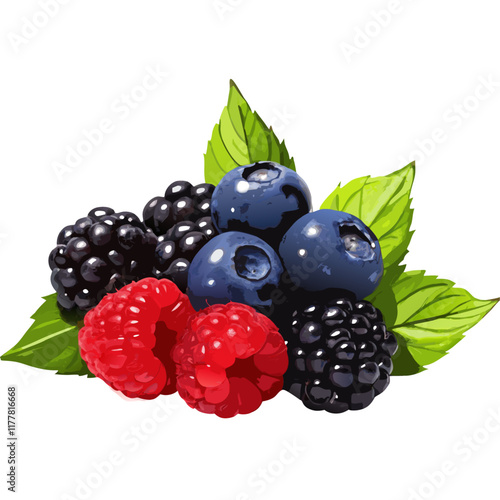 Fresh forest berries over white  vector illustration (3)