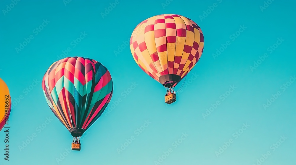 Obraz premium Vibrant Balloons Against Open Sky with Space for Text Overlay