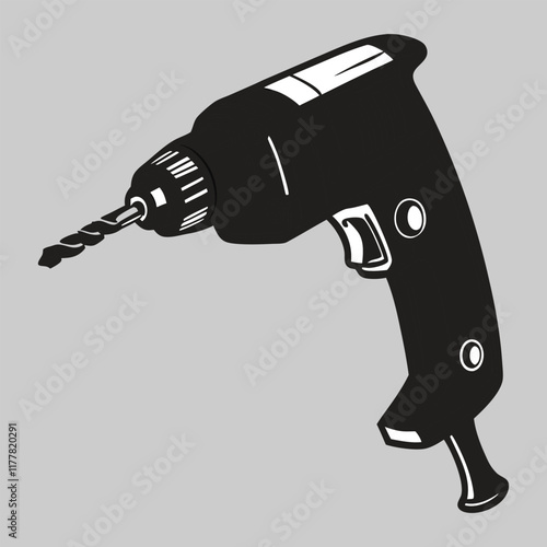 drill machine silhouette vector design art and illustration