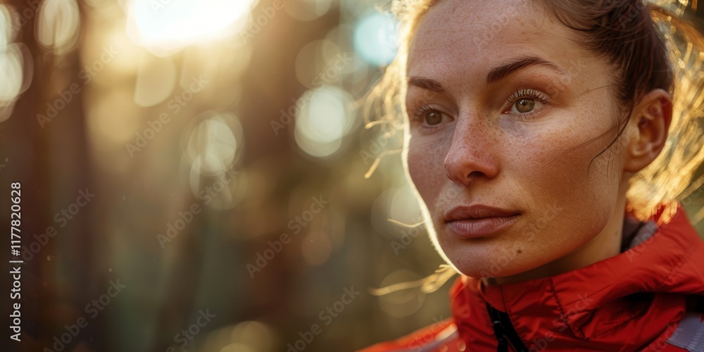 Portrait of a woman in nature prepared for running and outdoor training. Emphasizing fitness, motivation, and a commitment to a healthy lifestyle through cardio and exercise Portrait of a woman in nature prepared for running and outdoor training. Emphasizing fitness, motivation, and a commitment to a healthy lifestyle through cardio and exercise