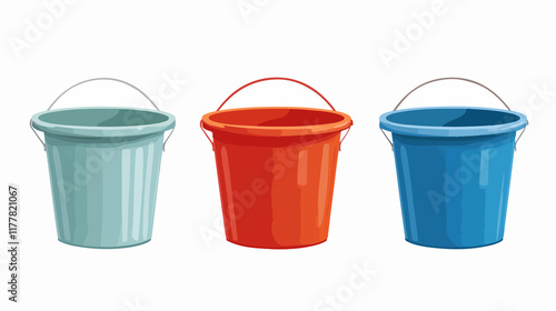 Three buckets isolated on white background - Vector illustration for design projects