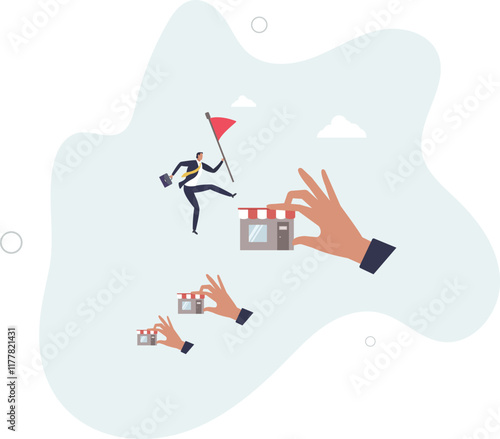 Expand storefront growing business, franchise license or business growth opportunity,flat characters.