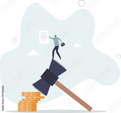 Penalty fine to pay for prohibited legal, charge and expense punishment notice,flat characters.
