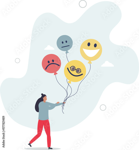 Emotional control and self regulation, stressed management or mental health awareness,flat characters.
