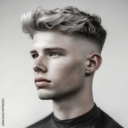low taper fade hairstyle, portrait photography