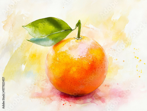 Stunning artwork of a grapefruit against soft watercolor splashes, perfect for modern designs.