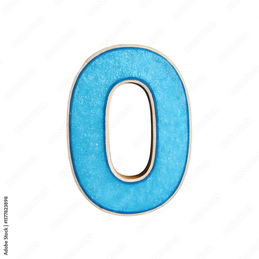 Isolated Close-up of a Decorative Blue Number Zero Isolated Close-up of a Decorative Blue Number Zero