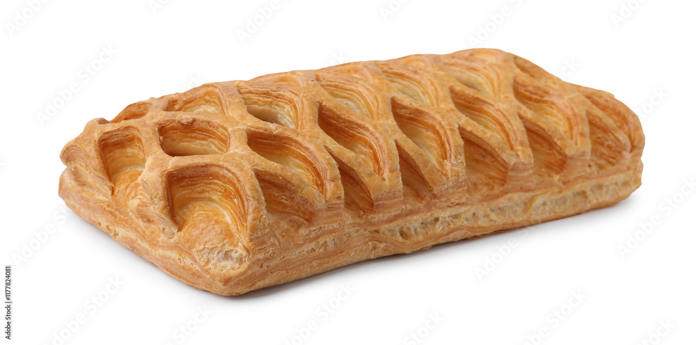 Delicious mesh puff pastry isolated on white Delicious mesh puff pastry isolated on white