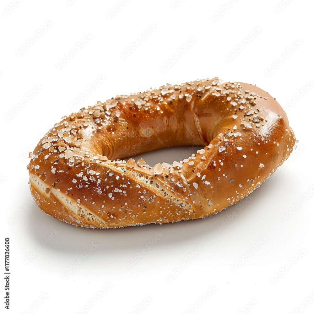 Freshly Baked Pretzel on White Background with Copy Space Freshly Baked Pretzel on White Background with Copy Space